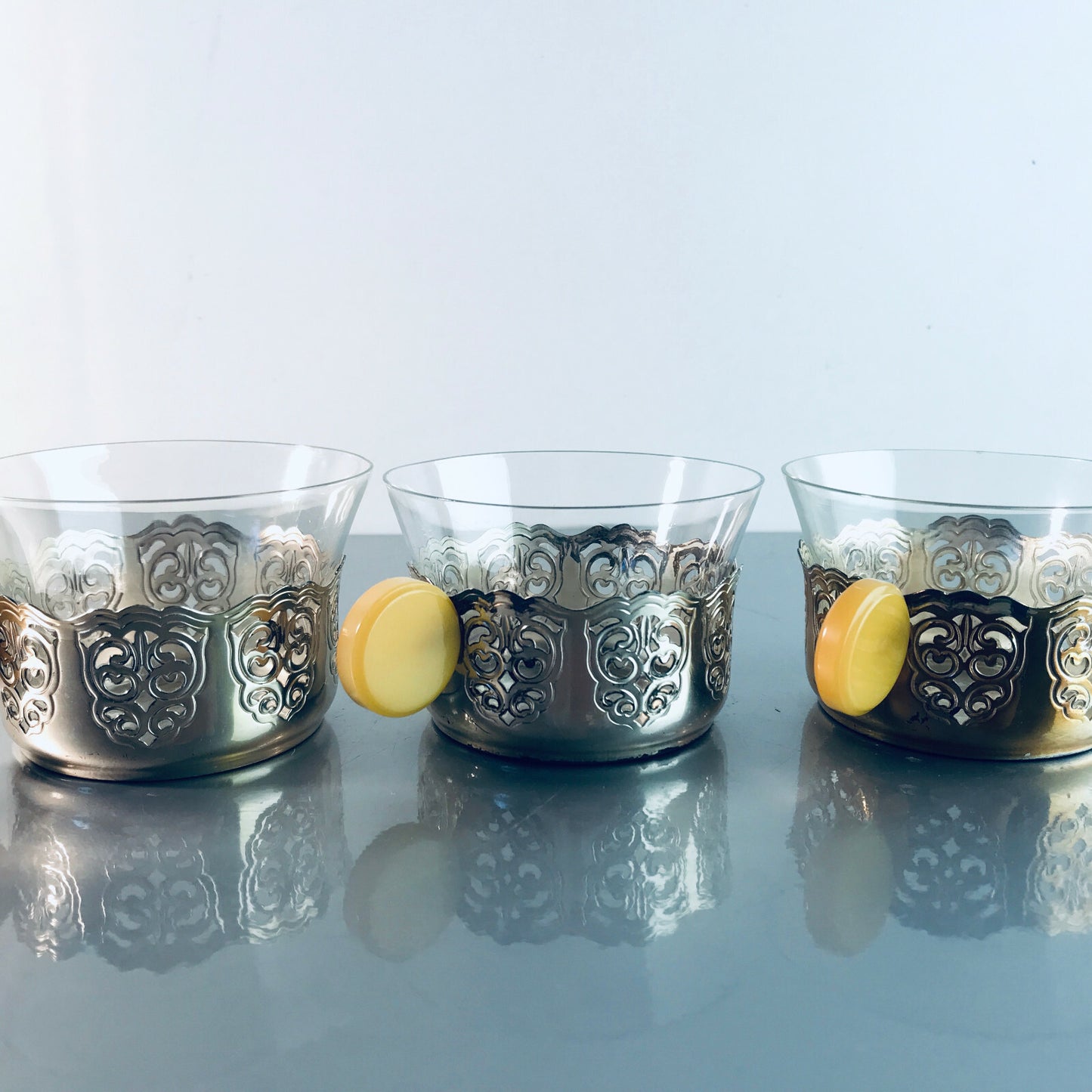 Art Déco Teetassen 30er 40er VINTAGE versilbert Tassen Halter Bakelit