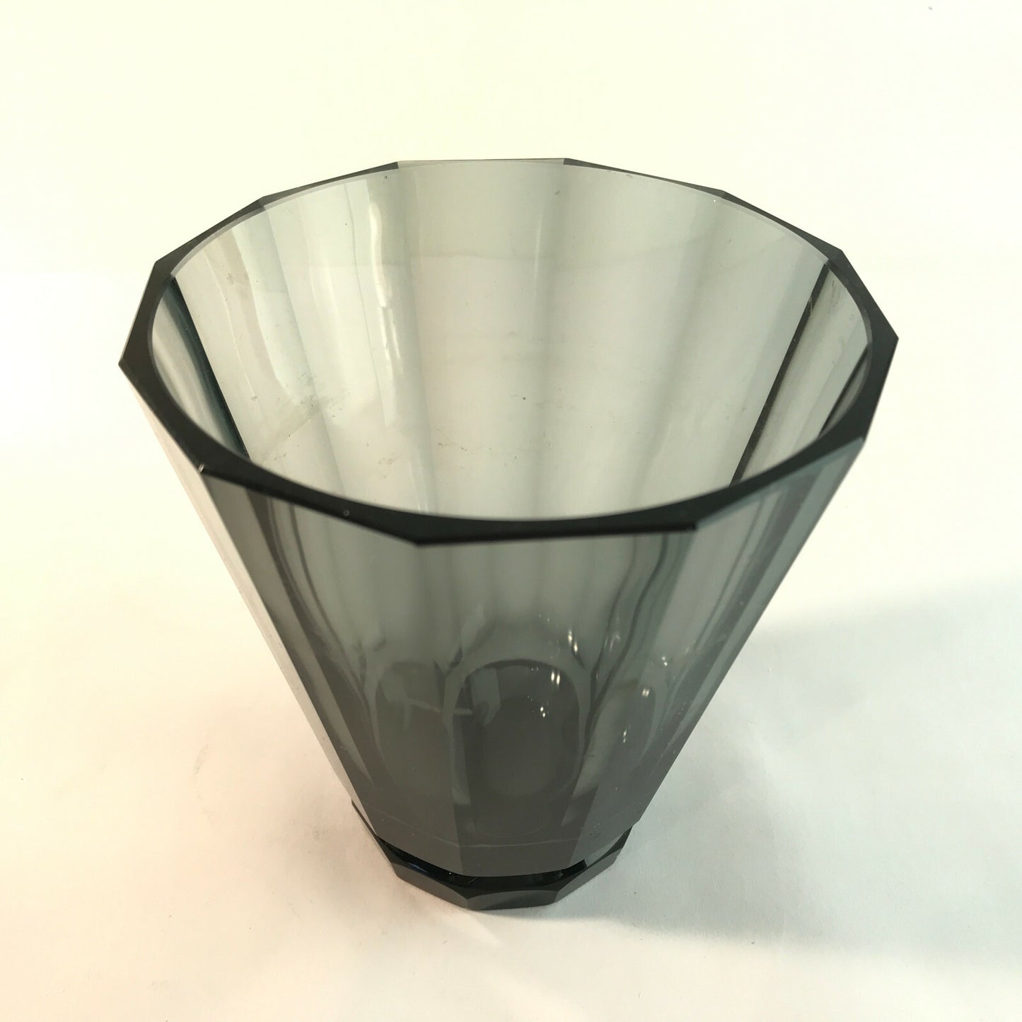 Vase Glas Rauchglas 12 cm 20er 30er Art Déco Facetten