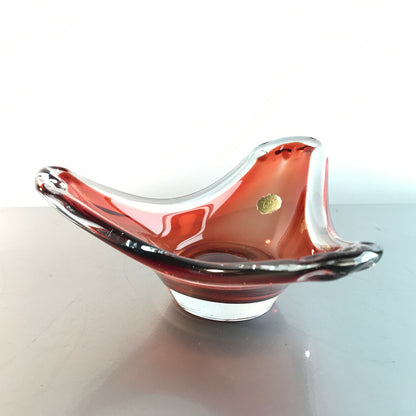 SCHALE Glas rot Schweden D 15 cm (19) 60er 70er Vintage Glas