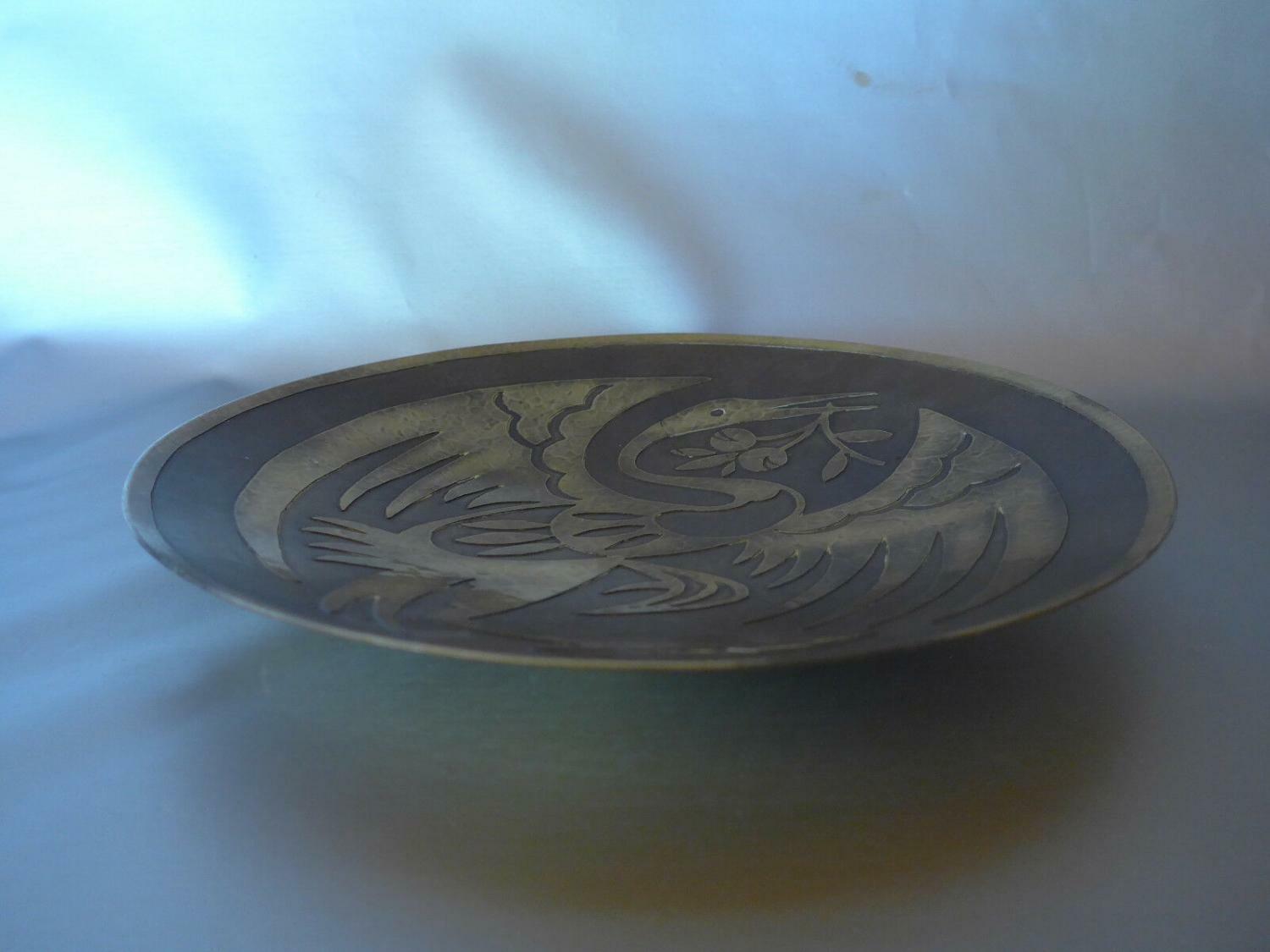 MESSING Teller Wandteller Relief 50er 60er MID CENTURY zum Hängen 23,8
