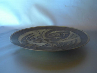 MESSING Teller Wandteller Relief 50er 60er MID CENTURY zum Hängen 23,8