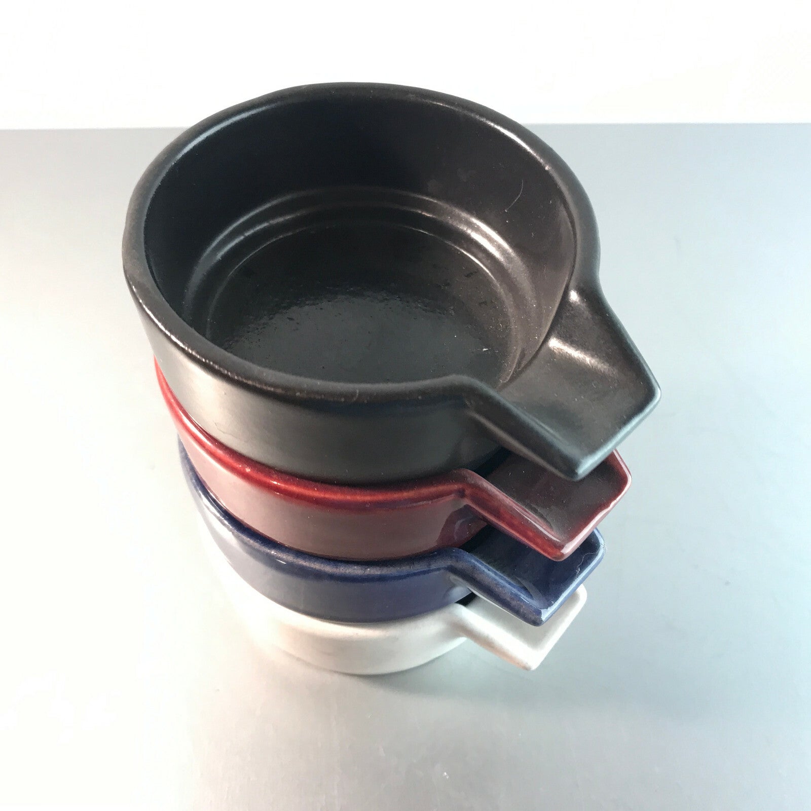 VINTAGE Stapelascher blau rot weiß 50er 60er Keramik MID CENTURY Schale