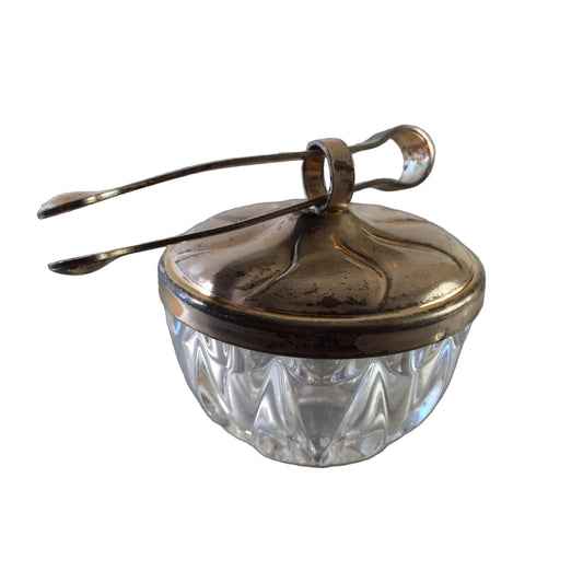 VINTAGE Süßstoffdose 50er 60er mini Zange 4,7 MID CENTURY Glas