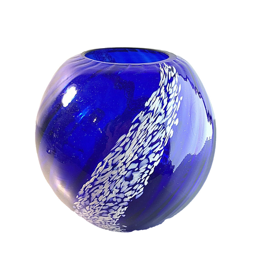 Vase MID CENTURY Vase blau 50er 60er  Vintage 13,5 cm weiß