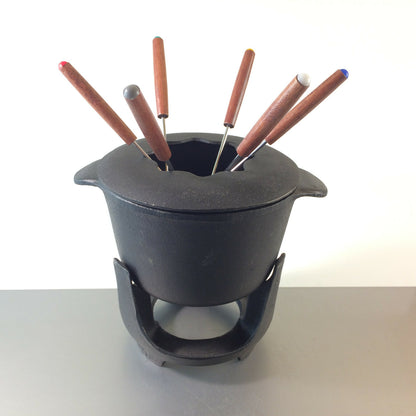 Gusseisen FONDUE Topf Stövchen Rechaude Eisen Vintage Danish Design 60er