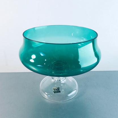 DISTL Vintage Glas grün Glasschale 50er 60er H 12,6 cm  Noppen