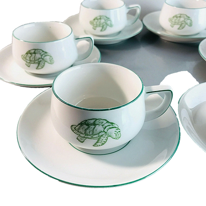 Rosenthal Espressotassen Suppentassen 6er Set Schildkröte grün Tassen