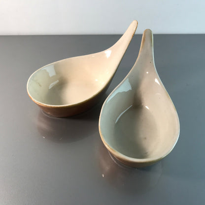 Keramik Schälchen Schale Seifelschale braun beige 2er Set Schiff 60er