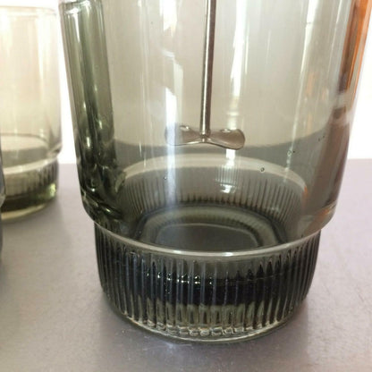 SHAKER Design 50er 60er Cocktailshaker Glas mit GLäser & OVP Rauchglas