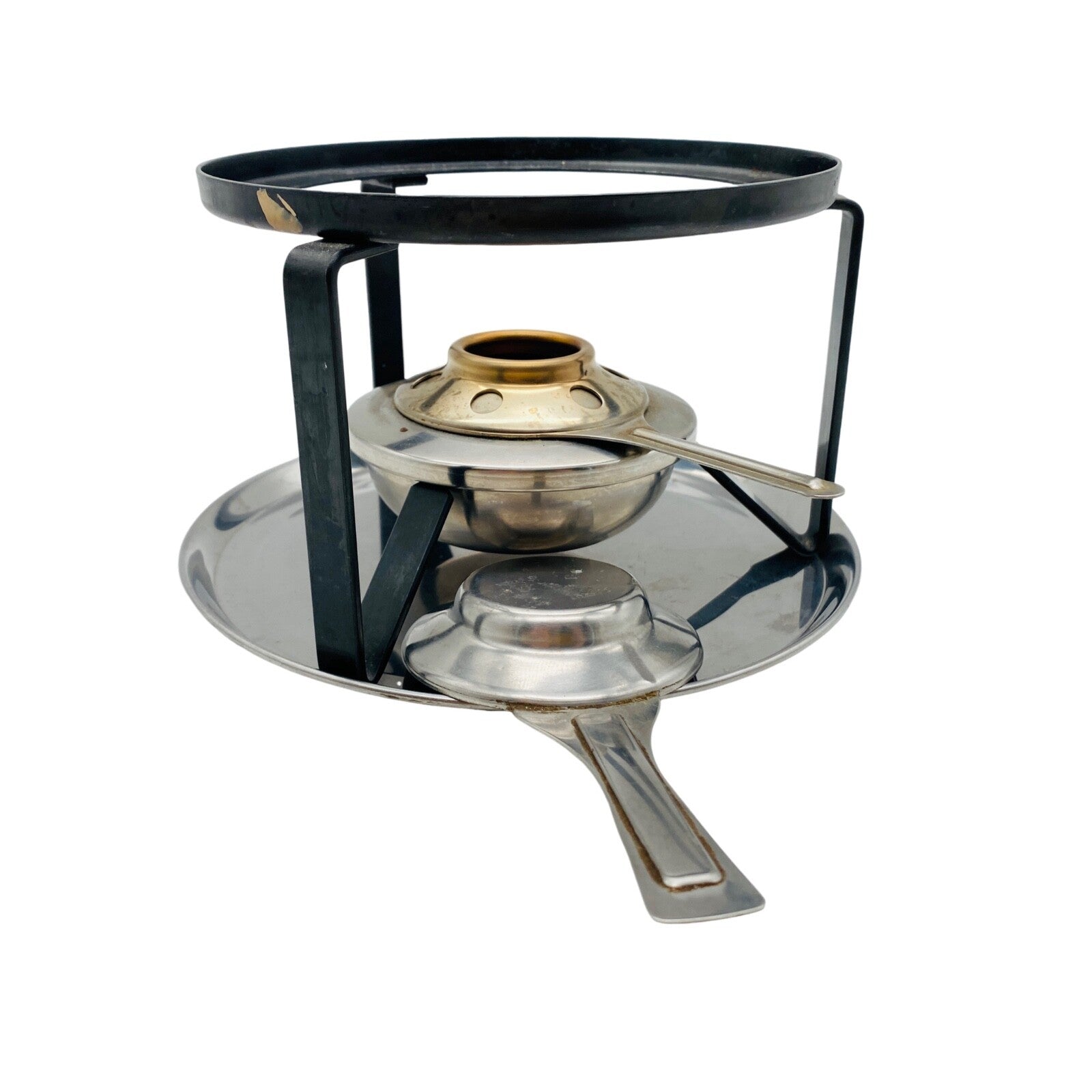 Stövchen oben D 15,2 cm Brenner Eisen Flüssigbrennstoff Rechaud FONDUE schwarz