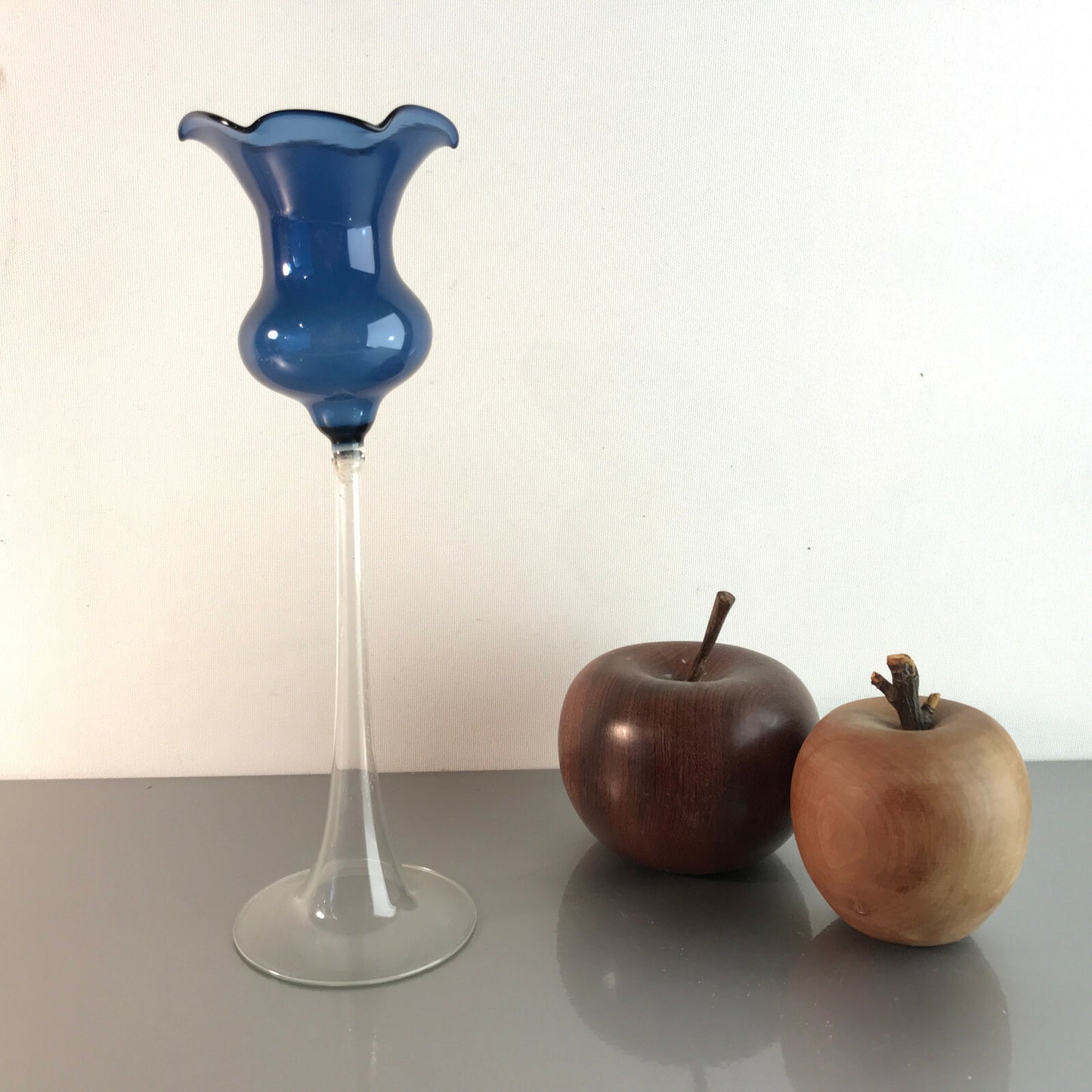 Lauscher Vintage Vase Kerzenhalter 50er 60er 20,5 cm MID CENTURY blau