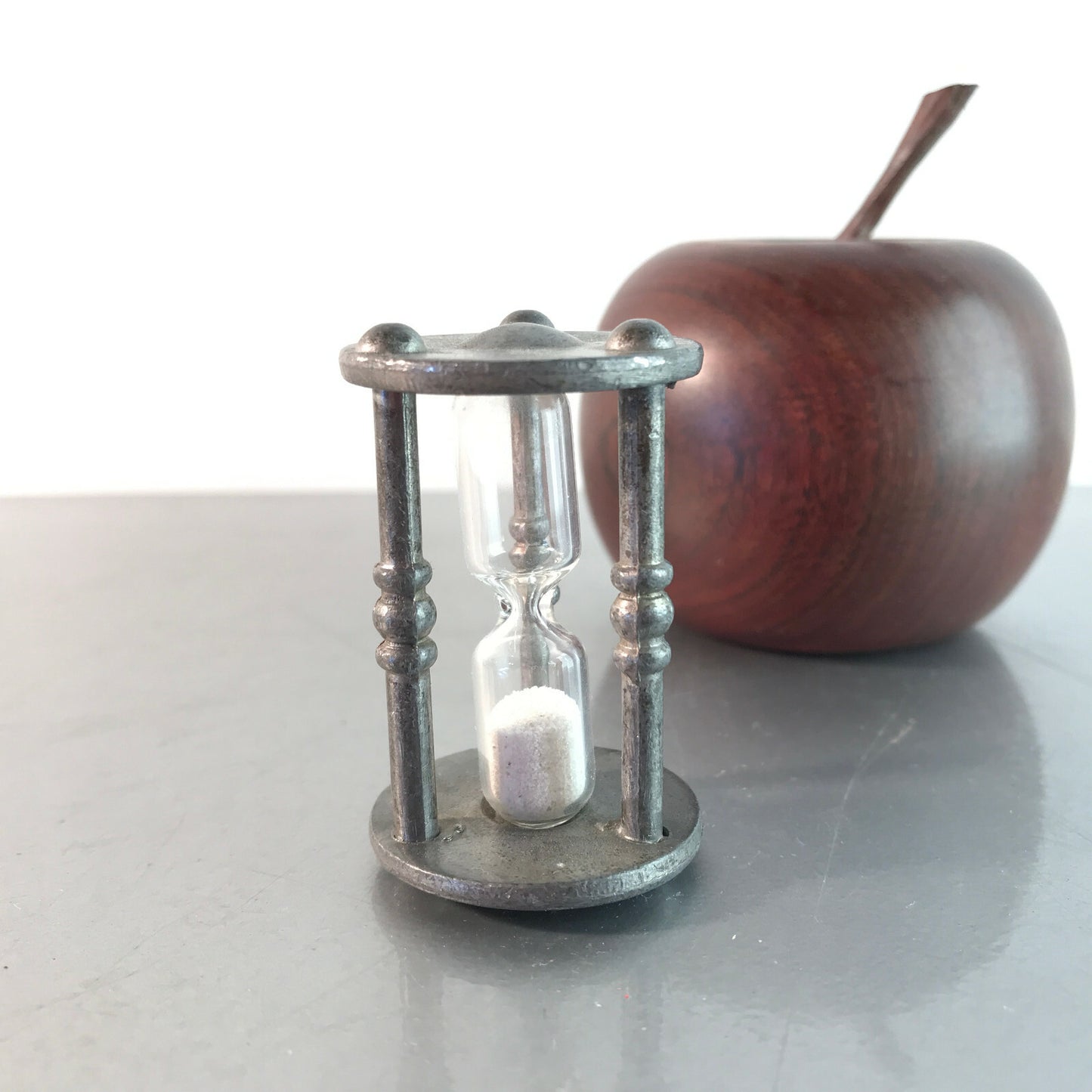Sanduhr Eieruhr 70er 60er 5 cm ca 4 Sekunden mini Zinn