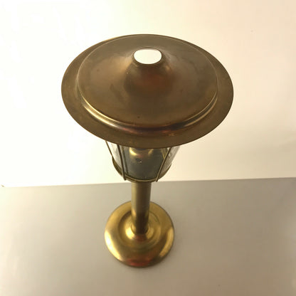 Vintage Kerzenhalter Windlicht Messing Glas Schirm H 33 cm Kerzenständer
