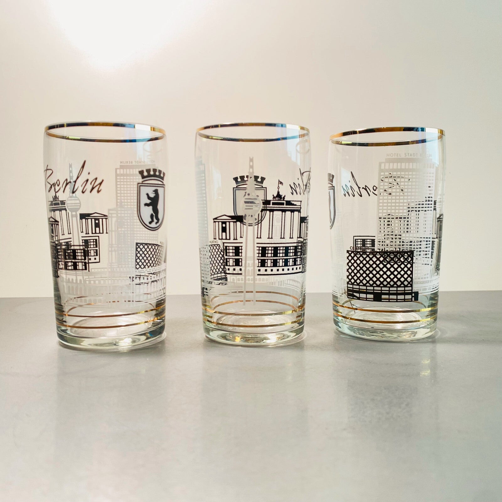 Gläser 3er Set BERLIN Branddenburger Tor 11,5 cm Saftglas Glas