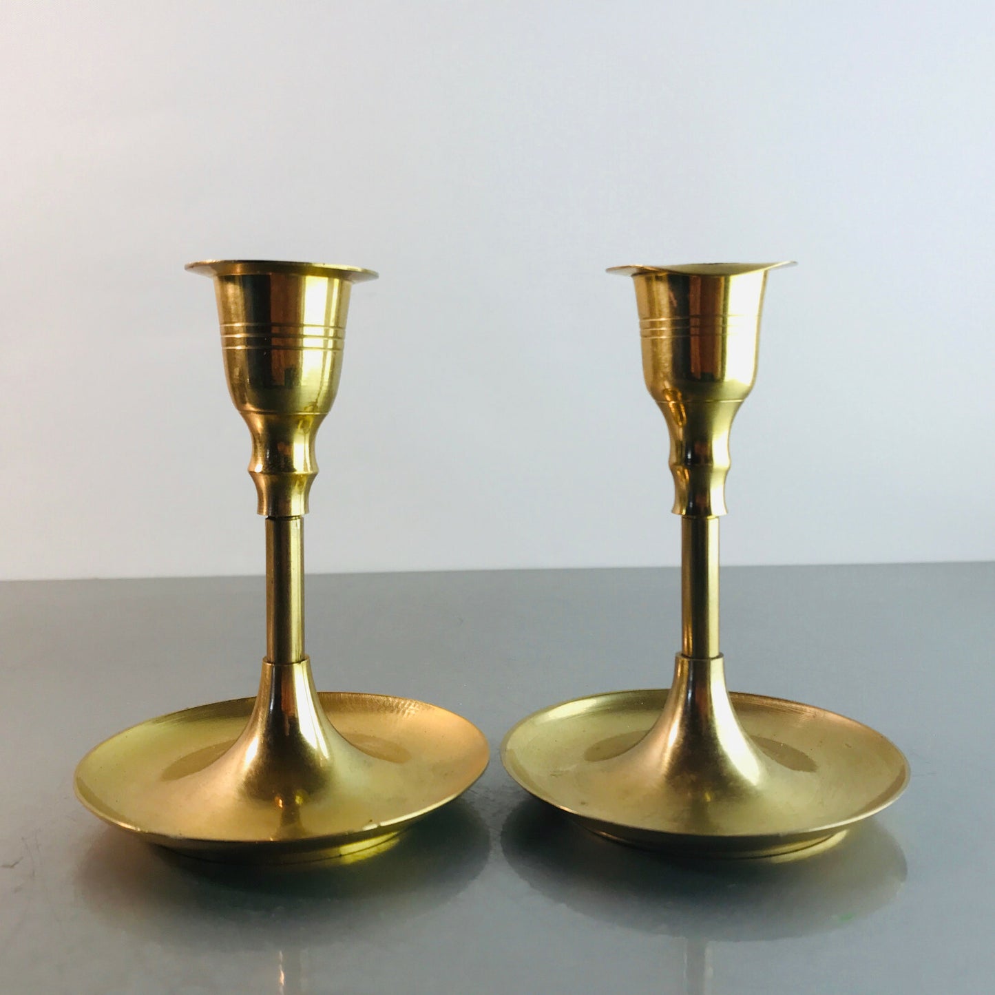 Kerzenhalter MESSING Kerzenständer 60er 50er Tafelkerzen H 10  cm  Set