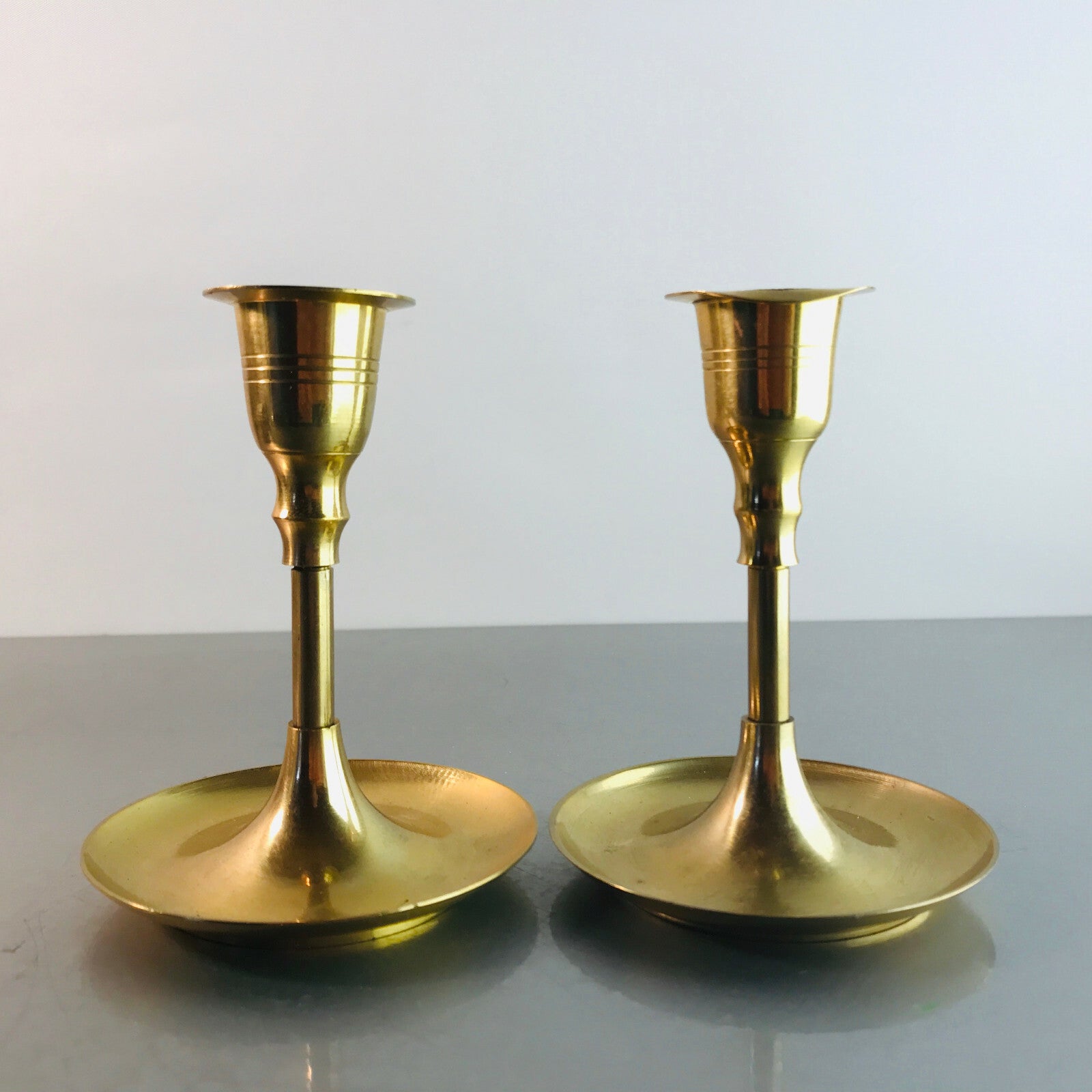Kerzenhalter MESSING Kerzenständer 60er 50er Tafelkerzen H 10  cm  Set