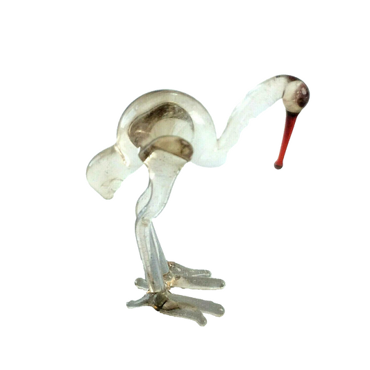 Storch Vogel H 2,5 cm Glas 50er 60er Lauscher Vintage MID CENTURY 