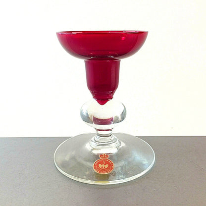 HOLMEGAARD Denmark Kerzenhalter Glas 60er 70er 10,5 Kerzenständer  rot