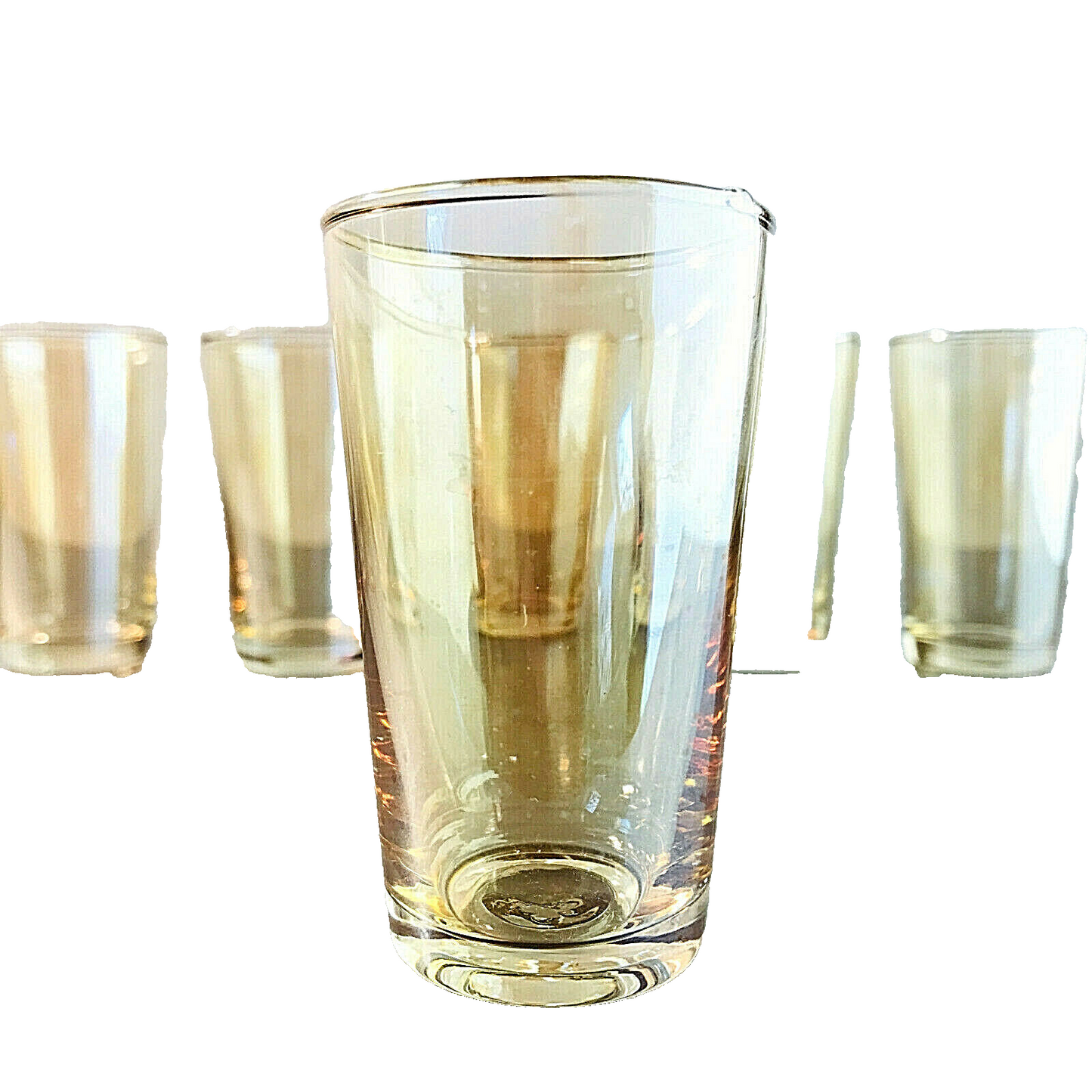 VINTAGE Schnapsgläser 7,8  cm 6 er Set 50er 60er MID CENTURY  irisierend