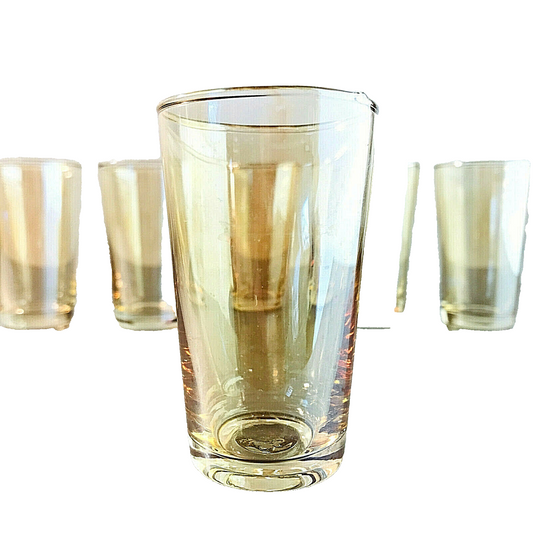 VINTAGE Schnapsgläser 7,8  cm 6 er Set 50er 60er MID CENTURY  irisierend