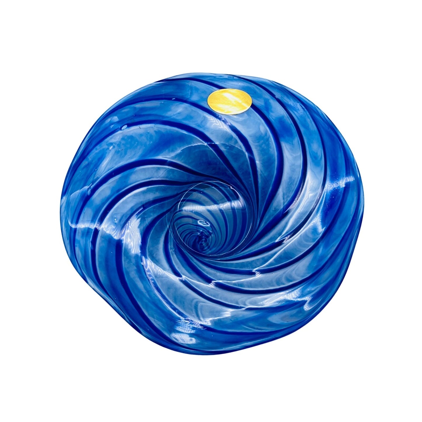 Vintage Schale blau Glas D 20 cm gestreift Spiralen 70er 80er Jahre Dekoration