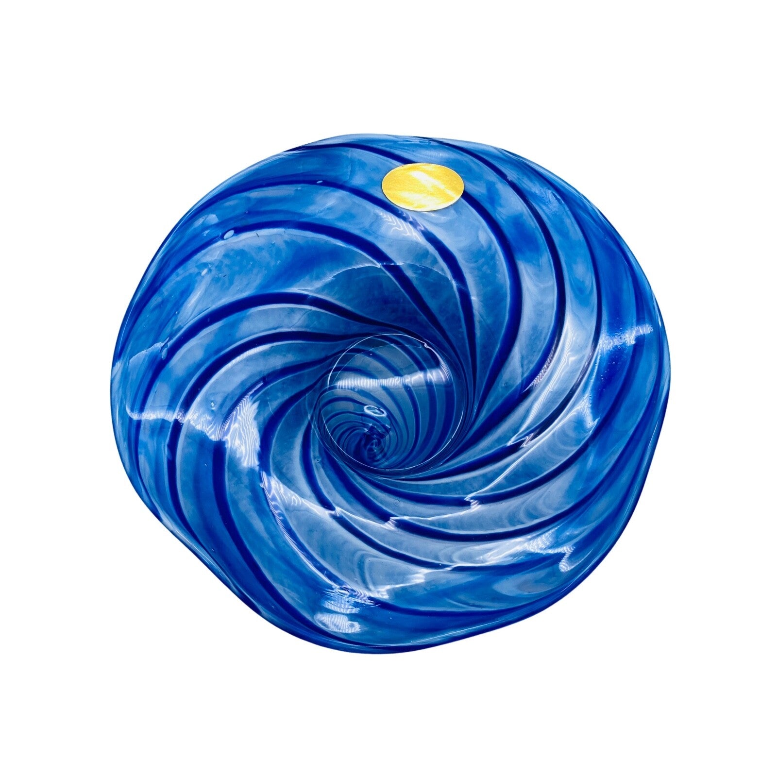 Vintage Schale blau Glas D 20 cm gestreift Spiralen 70er 80er Jahre Dekoration