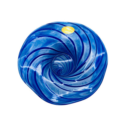 Vintage Schale blau Glas D 20 cm gestreift Spiralen 70er 80er Jahre Dekoration
