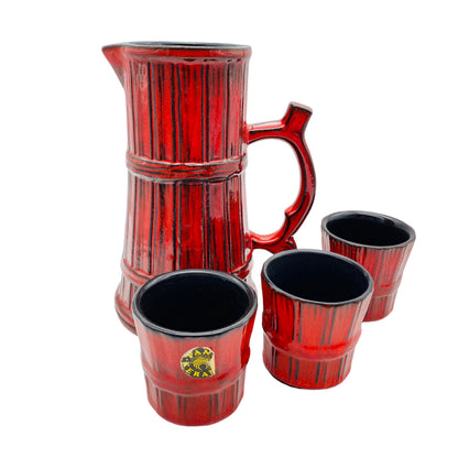 PAN Keramik Krug Kanne 22,5 cm  & Becher SET 7,7 cm Vintage 60er 70er Modern