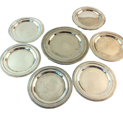 Untersetzer Glasuntersetzer versilbert 10,5 cm 6er Set + Flaschenteller
