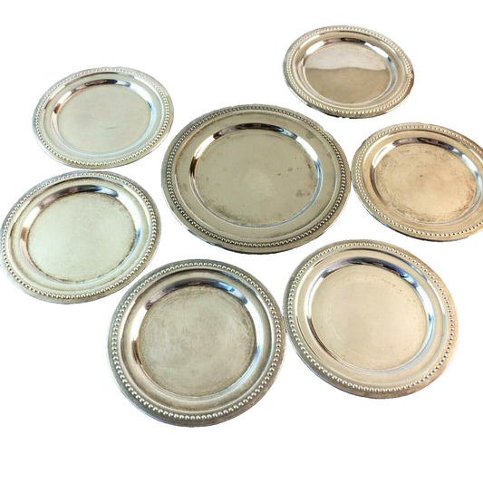 Untersetzer Glasuntersetzer versilbert 10,5 cm 6er Set + Flaschenteller
