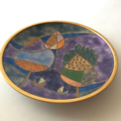 Käthe RUCKENBROD (sig.) Teller Emaille 50er 60er Stegemaille Cloisonne