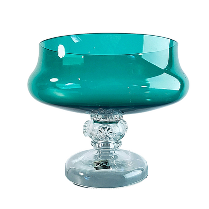 DISTL Vintage Glas grün Glasschale 50er 60er H 12,6 cm  Noppen