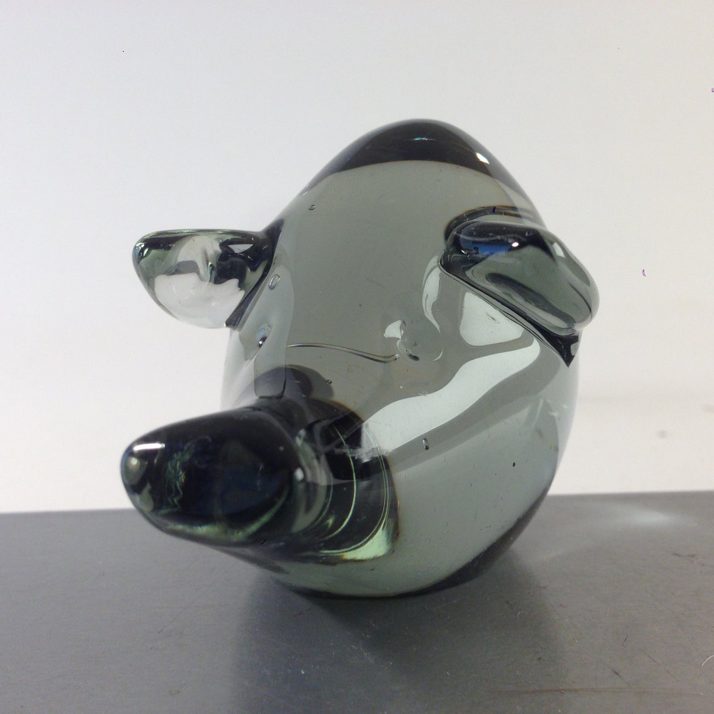 Glasschwein Rauchglas Schwein Sau Figur Glas H 6 cm Vintage