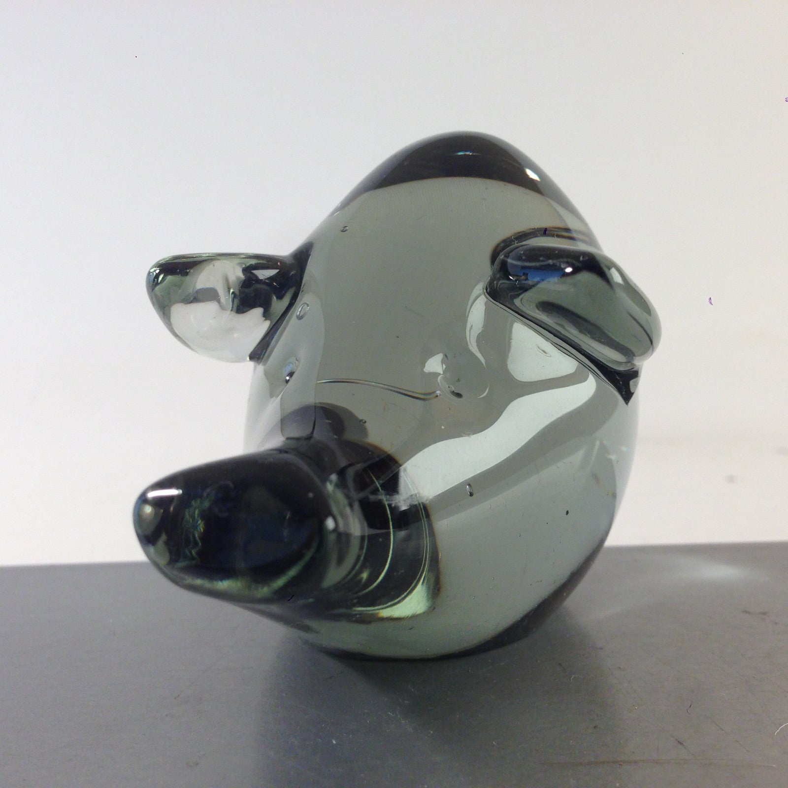 Glasschwein Rauchglas Schwein Sau Figur Glas H 6 cm Vintage
