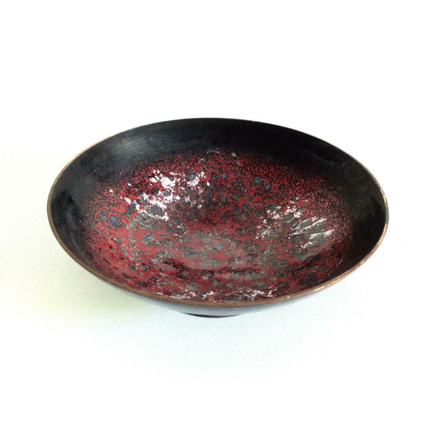 KUPFER Emaille Schale 50er 60er MID CENTURY emailliert D 11,2 cm