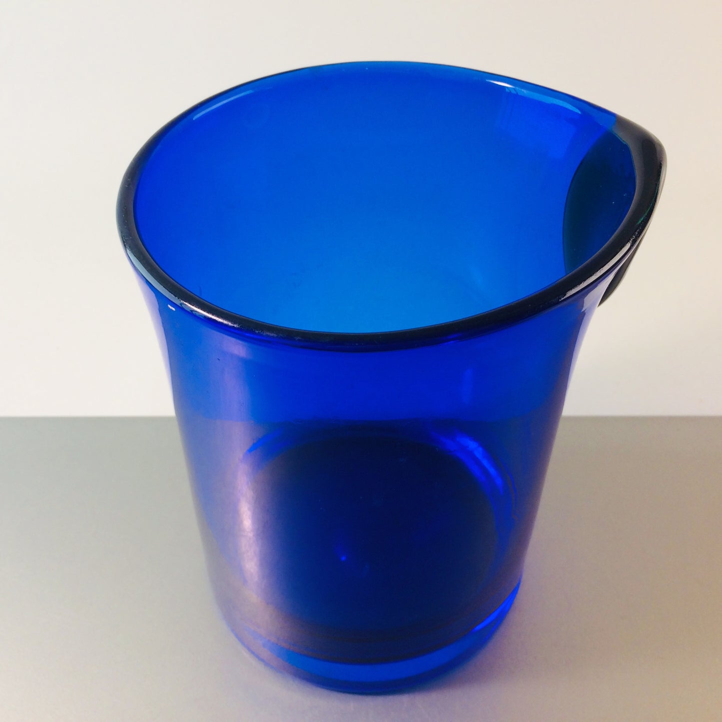 Glas Eiswürfeleimer Eiseimer blau 50er 60er 18 cm Vintage Flaschenkühler
