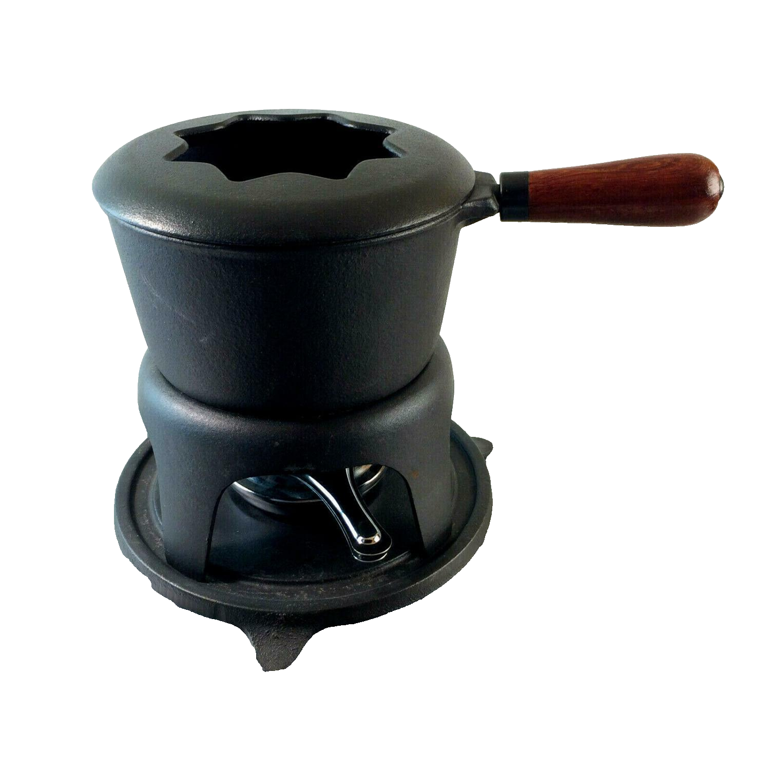 HP Käsefondue Topf Gusseisen mit Stövchen Eisen Metall Vintage FONDUE