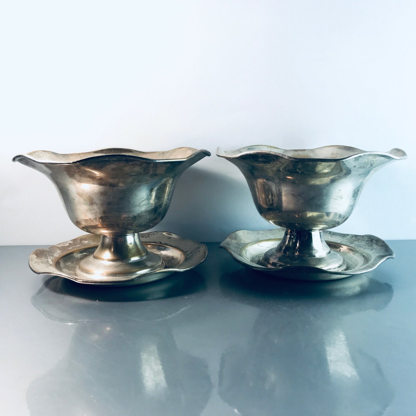 Schalen Set versilbert Vintage MID CENTURY 40er 50er Übertopf Schüssel