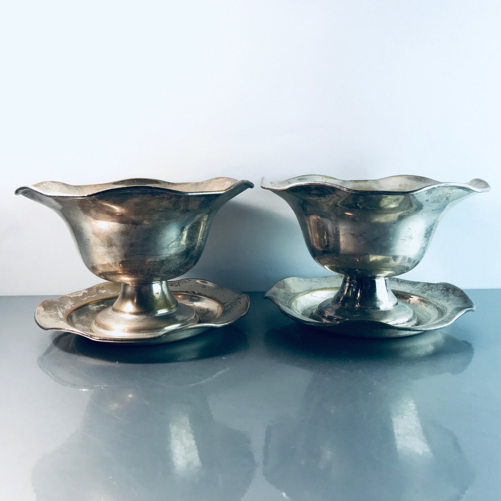 Schalen Set versilbert Vintage MID CENTURY 40er 50er Übertopf Schüssel
