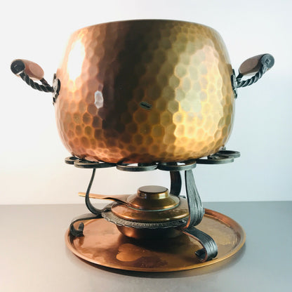 stöckli Swiss FONDUE Topf Vintage Kupfer 60er Fonduetopf Stövchen Brenner