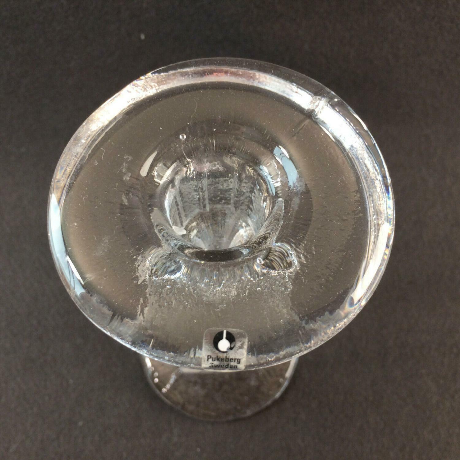 PUKEBERG Sweden Kerzenständer 70er 80er KERZENHALTER GLAS 15 cm