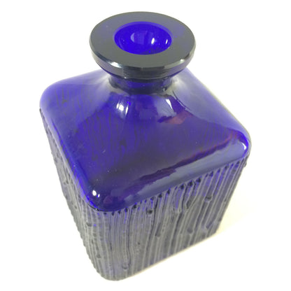 Vintage Vase blau 50er 60er 13 cm MID CENTURY eckig Dekoration