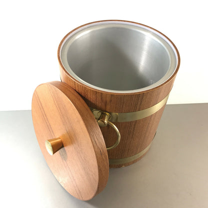 Eiseimer 50er 60er HOLZ Teak Alu MID CENTURY Funier 23 cm Eiswürfeleimer