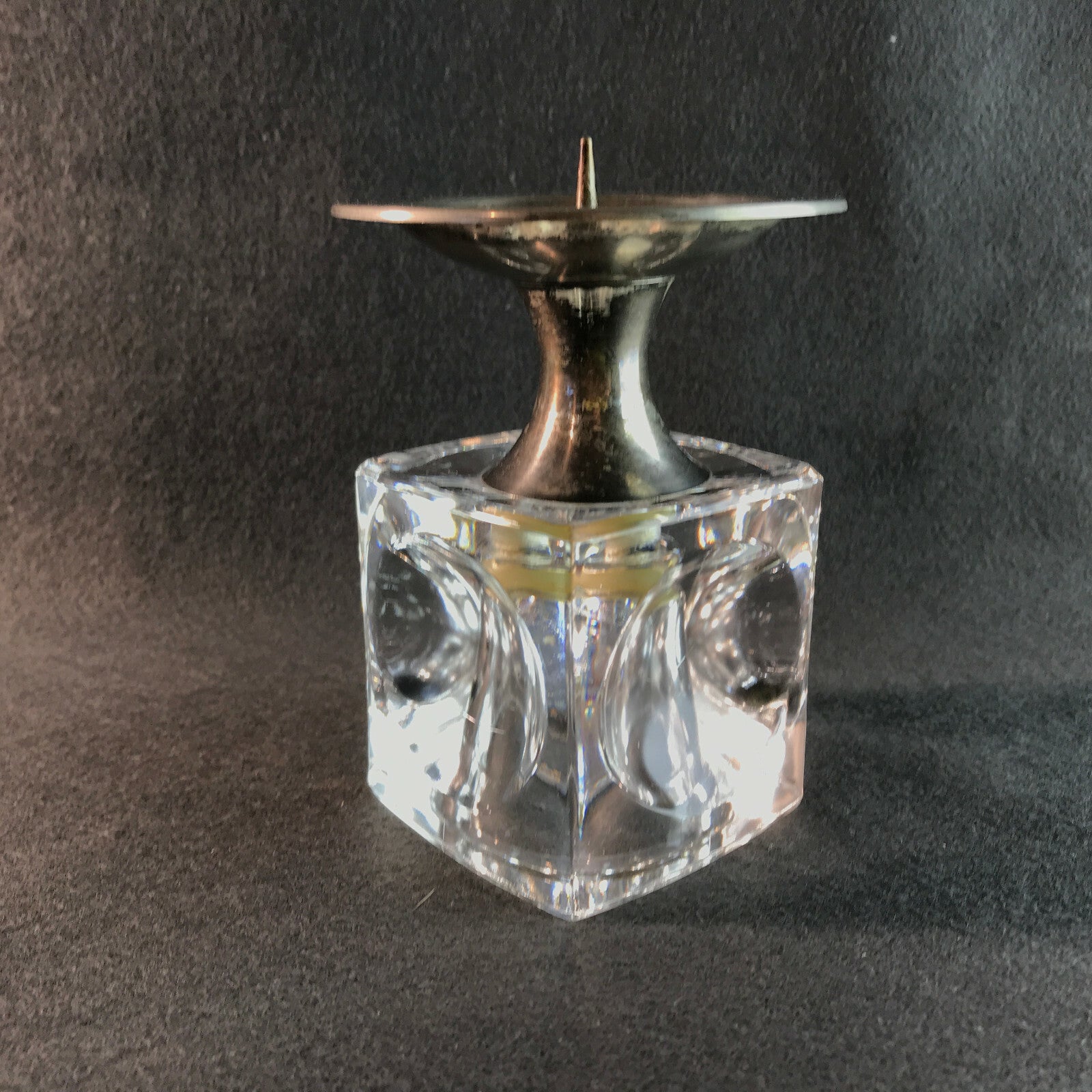 MID CENTURY versilbert Kerzenhalter Kerzenständer 50er Vintage Glas