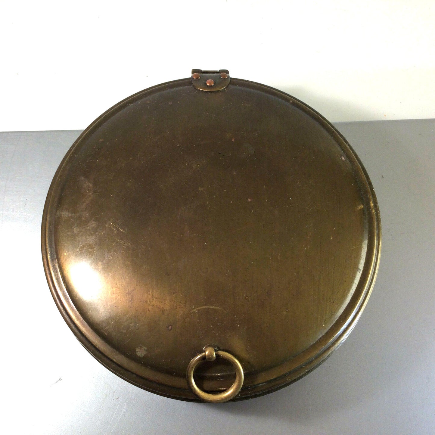 MID CENTURY Messing 50er 60er Dose Deckeldose 24 cm
