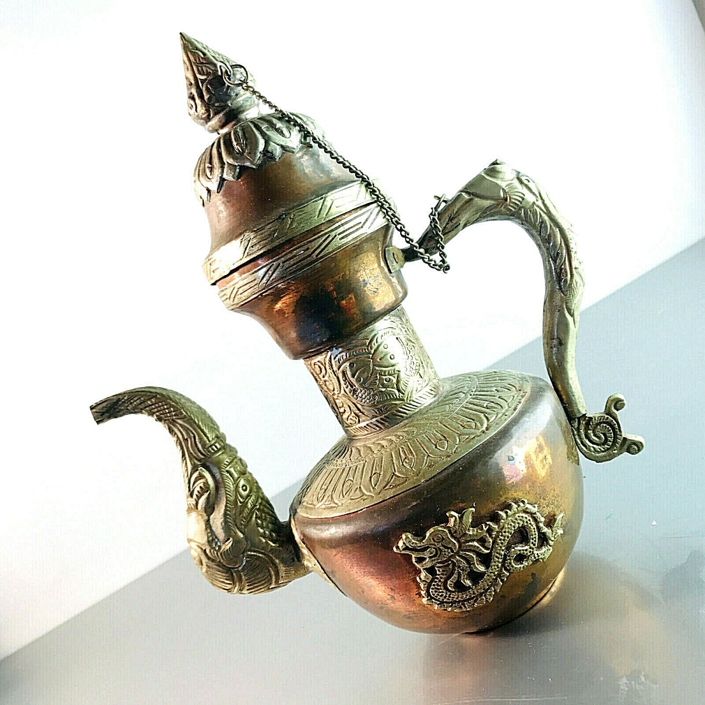 KANNE Teekanne Kupfer MESSING 50er 60er MID CENTURY  orientalisch 22,5 cm