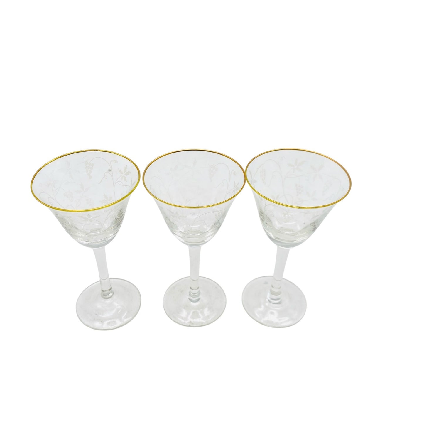 Spiegelau Likörgläser Gläser H 9,9  cm Goldrand 60er Vintage 3er Set Weinreben