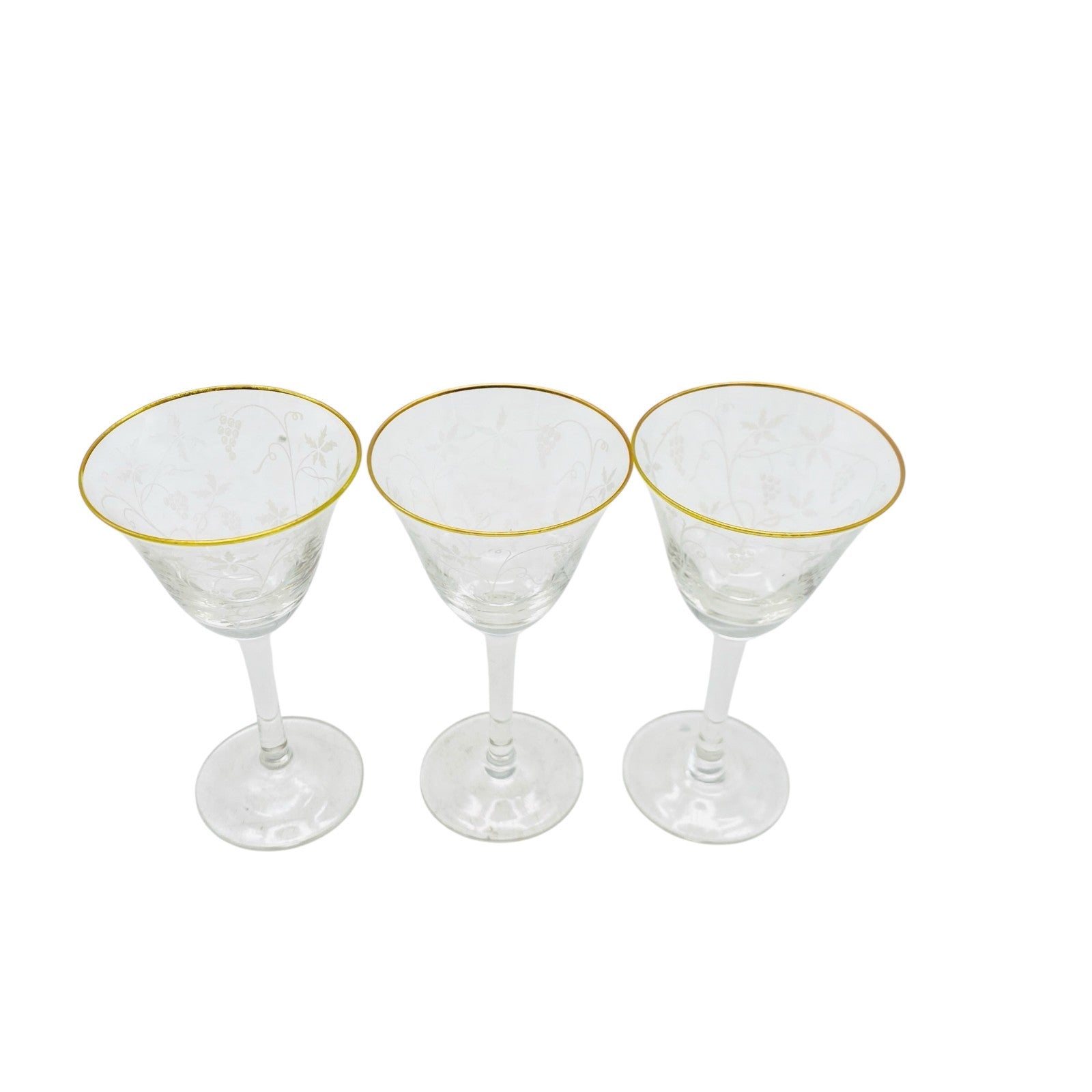 Spiegelau Likörgläser Gläser H 9,9  cm Goldrand 60er Vintage 3er Set Weinreben