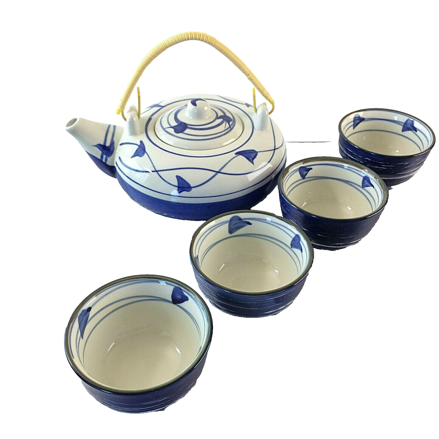 Vintage Teeservice Asia Teekanne Teetassen Kanne Teeschalen blau