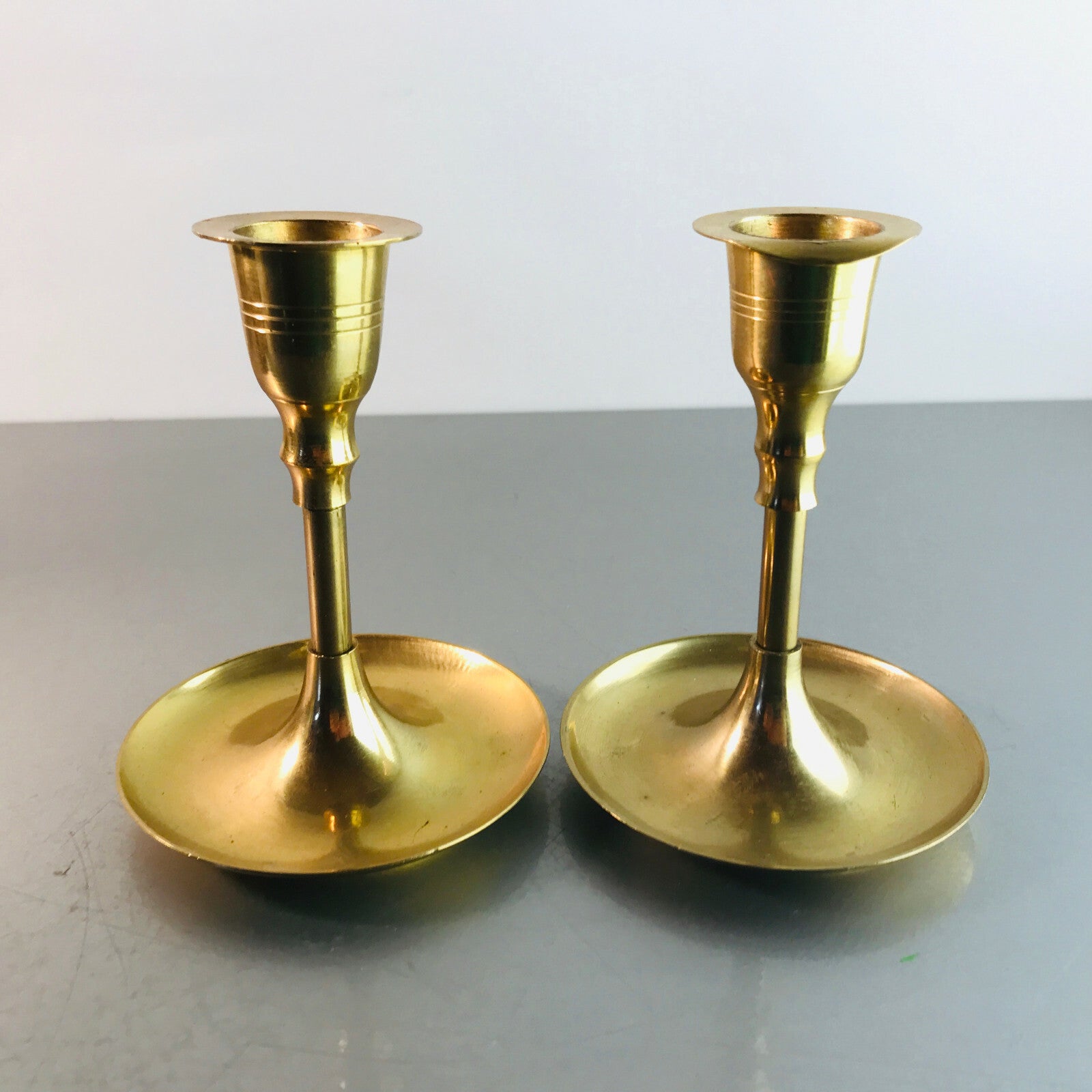 Kerzenhalter MESSING Kerzenständer 60er 50er Tafelkerzen H 10  cm  Set